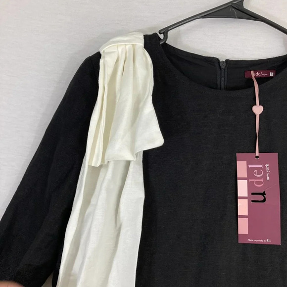 NEW Udel New York Black White Linen Blend Midi Dress size Small - Picture 3 of 10